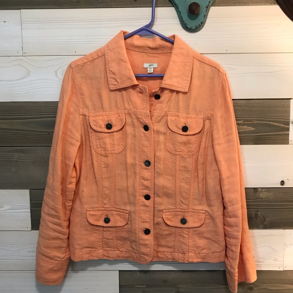 J. Jill ⚜️ Orange Creamsicle Linen Jacket
